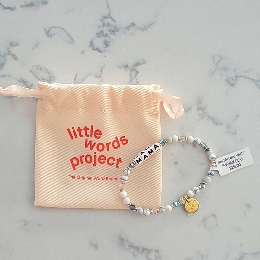 Brand new Little Words Project Mama bracelet with pouch